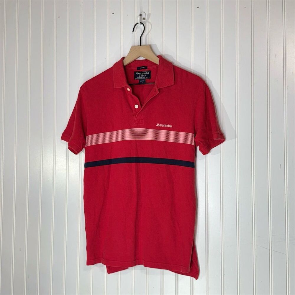 Abercrombie & Fitch‎ Men's Striped Red Polo Shirt Size S Short Sleeve